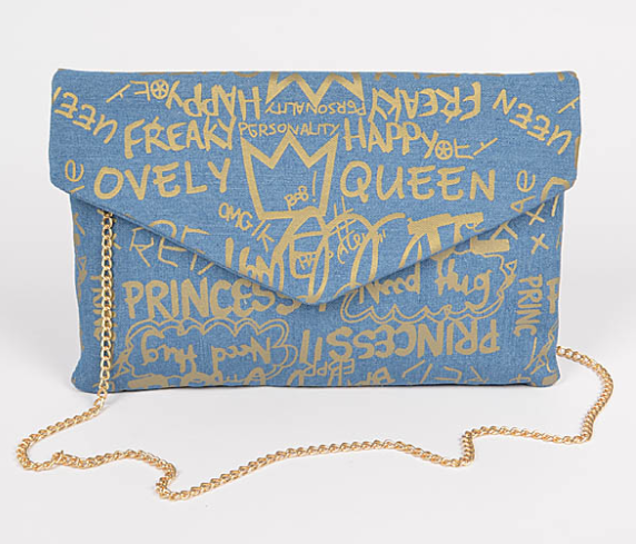 Graffiti Denim Clutch